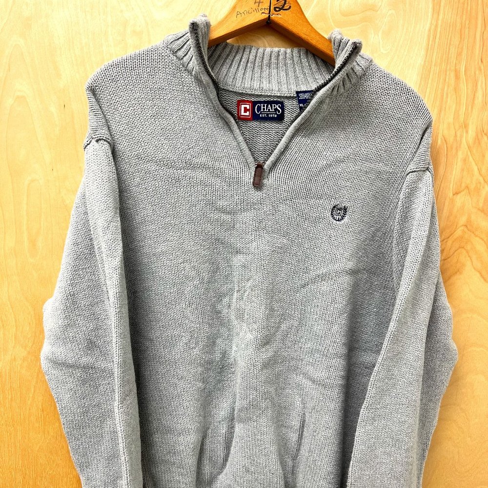 Chaps Men’s Grey 3/4 zip Sweater Size XL